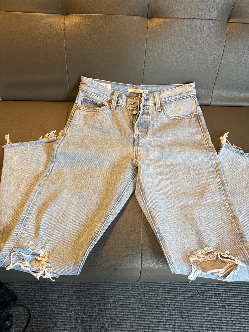 Levi's Light Blue Distressed Straight-Leg Jeans